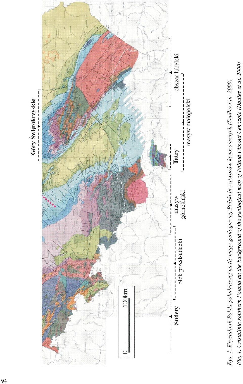 Krystalinik Polski po³udniowej na tle mapy geologicznej Polski bez utworów
