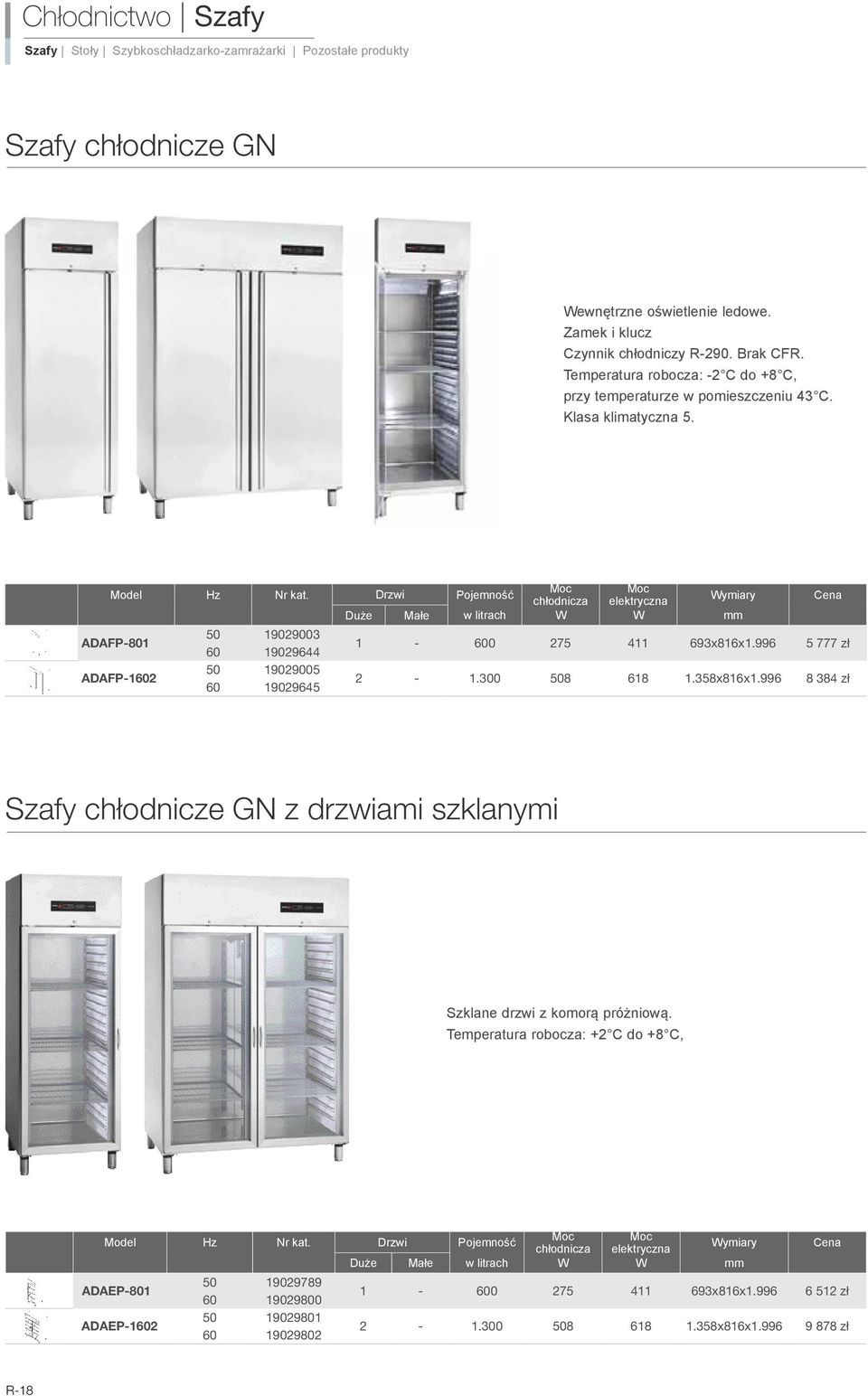 996 5 777 zł ADAFP-12 19029005 19029645 2-1.300 8 618 1.358x816x1.996 8 384 zł Szafy chłodnicze GN z drzwiami szklanymi Szklane drzwi z komorą próżniową.