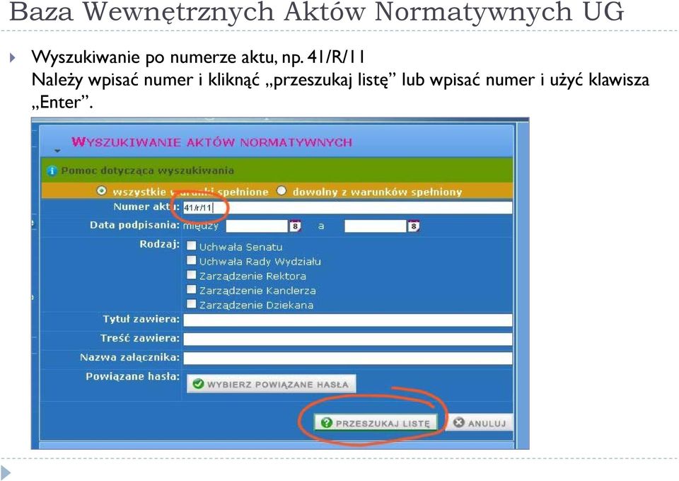 i kliknąć przeszukaj listę lub