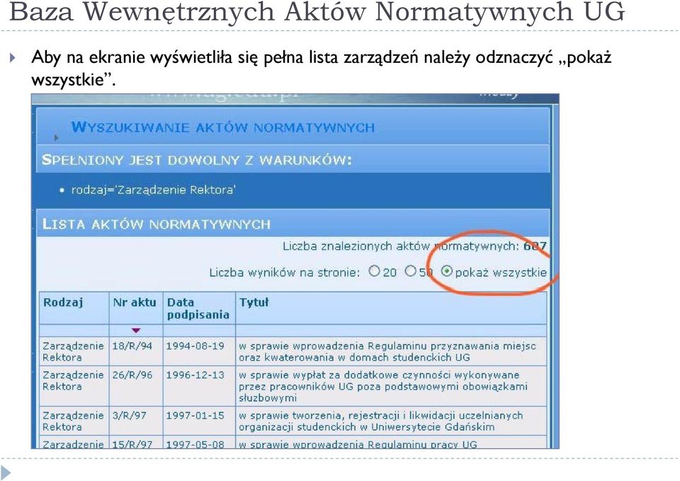 lista zarządzeń