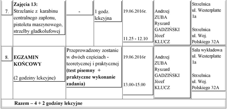 EGZAMIN KOŃCOWY (2 godziny lekcyjne) Przeprowadzony zostanie w dwóch częściach -