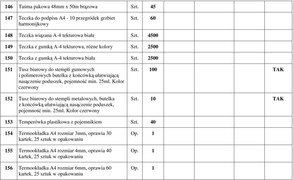 2500 151 Tusz biurowy do stempli gumowych i polimerowych butelka z końcówką ułatwiającą nasączenie poduszek, pojemność min. 25ml.