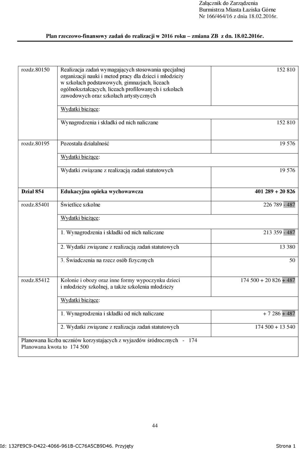 i szkołach zawodowych oraz szkołach artystycznych 152 810 Wynagrodzenia i składki od nich naliczane 152 810 rozdz.