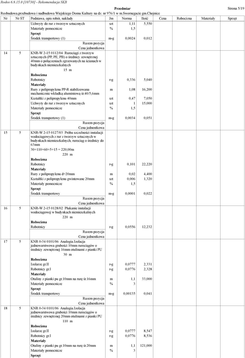 polipropylenu PP-R stabilizowana m 1,08 16,200 mechanicznie wkładką aluminiową śr.