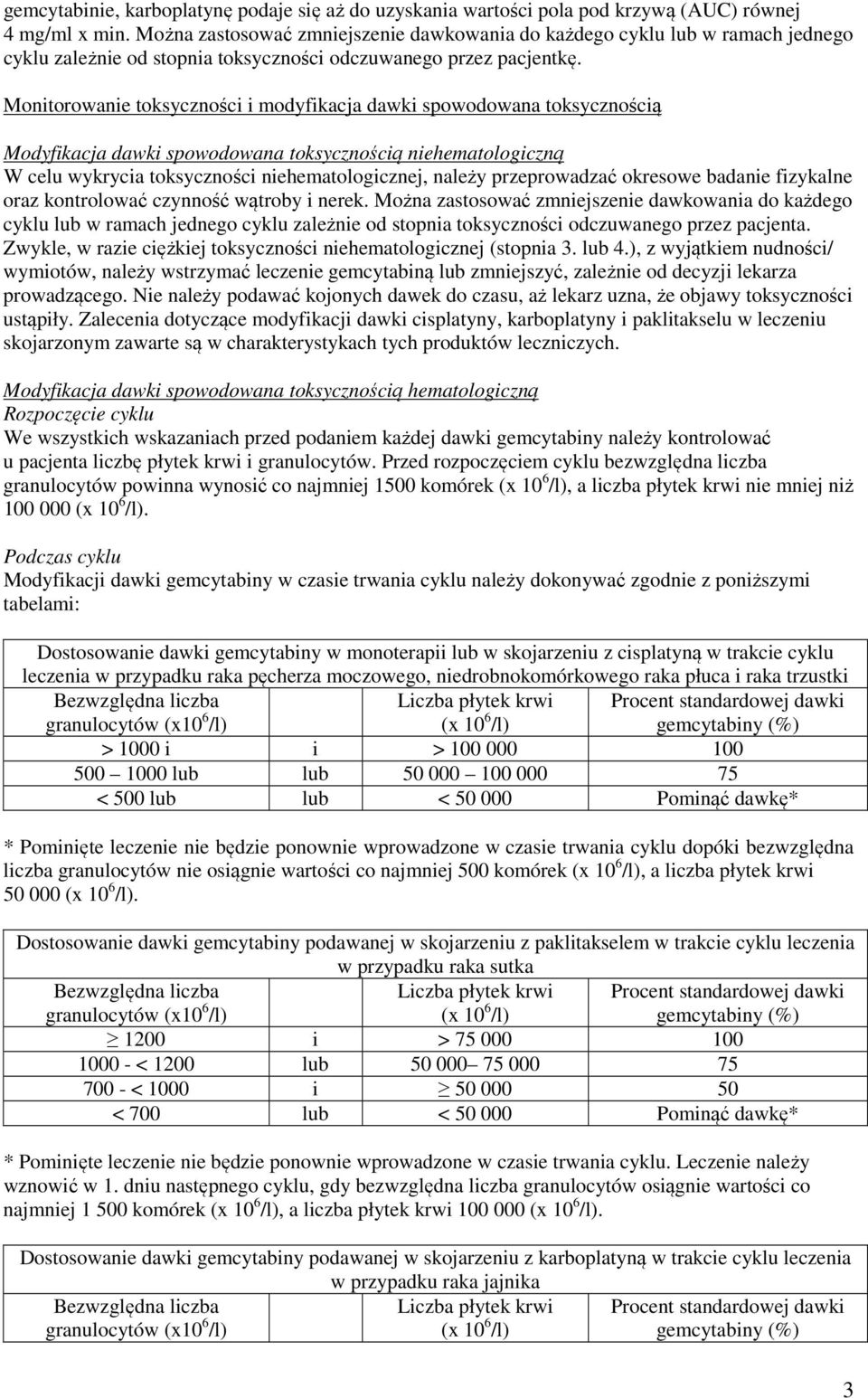 Monitorowanie toksyczności i modyfikacja dawki spowodowana toksycznością Modyfikacja dawki spowodowana toksycznością niehematologiczną W celu wykrycia toksyczności niehematologicznej, należy