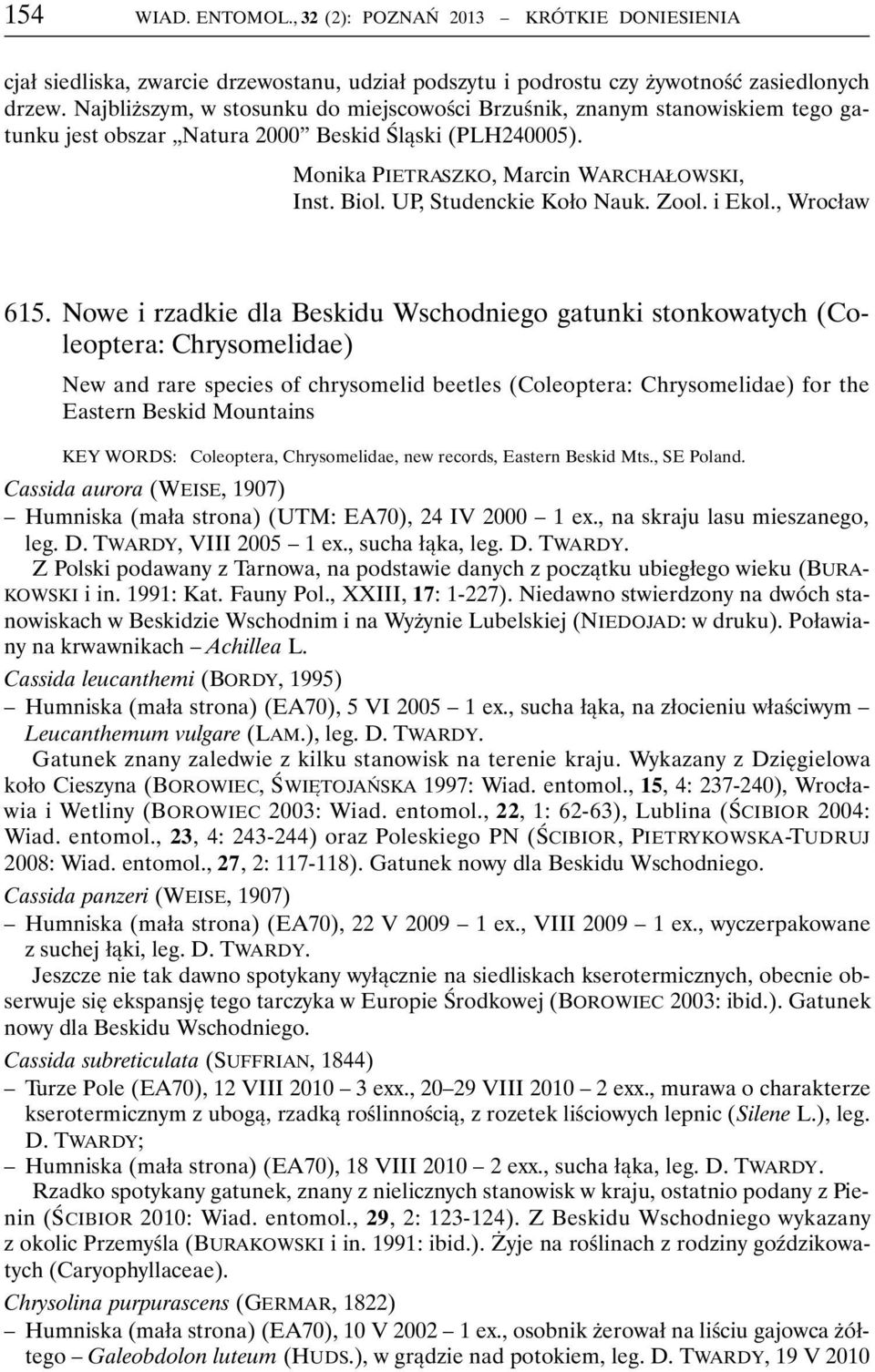 UP, Studenckie Koło Nauk. Zool. i Ekol., Wrocław 615.