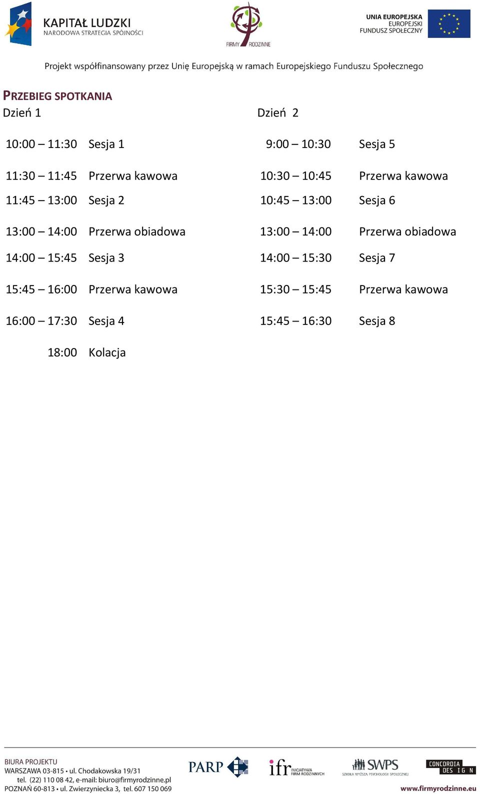 obiadowa 13:00 14:00 Przerwa obiadowa 14:00 15:45 Sesja 3 14:00 15:30 Sesja 7 15:45 16:00