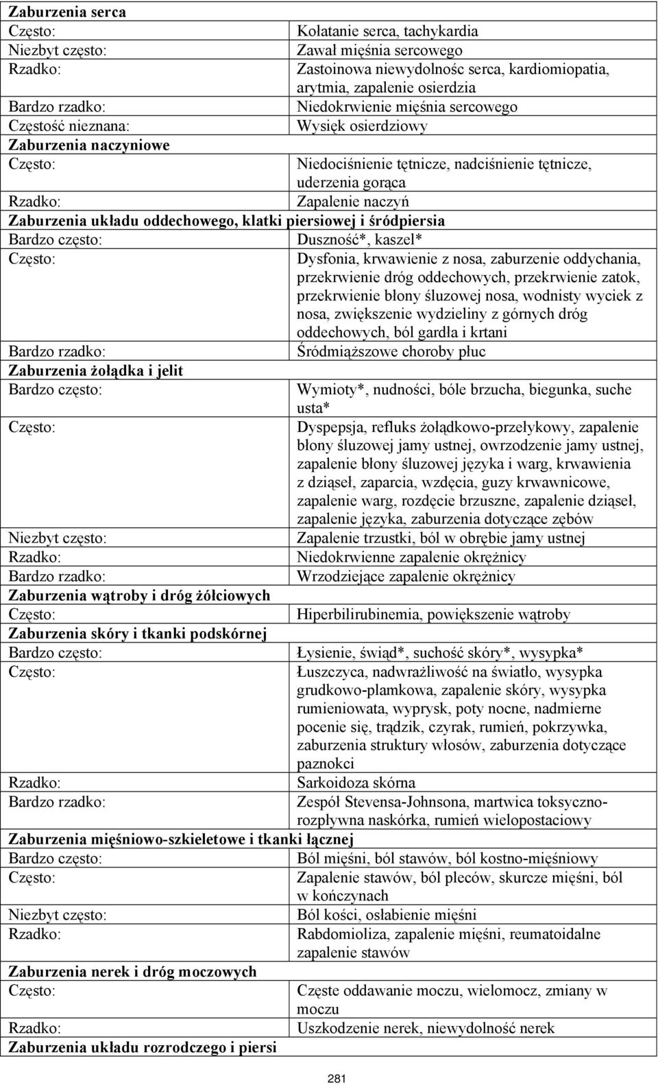 piersiowej i śródpiersia Duszność*, kaszel* Dysfonia, krwawienie z nosa, zaburzenie oddychania, przekrwienie dróg oddechowych, przekrwienie zatok, przekrwienie błony śluzowej nosa, wodnisty wyciek z