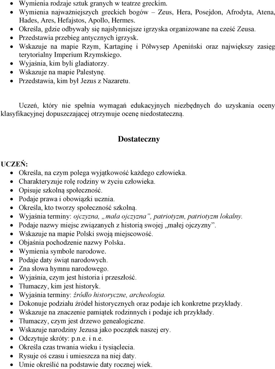 Wskazuje na mapie Rzym, Kartaginę i Półwysep Apeniński oraz największy zasięg terytorialny Imperium Rzymskiego. Wyjaśnia, kim byli gladiatorzy. Wskazuje na mapie Palestynę.