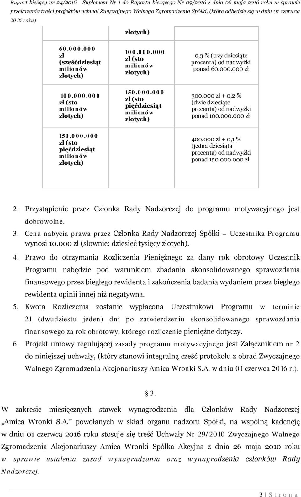 Cena nabycia prawa przez Conka Rady Nadzorczej Spółki Uczestnika Programu wynosi 10.000 (słownie: dziesięć tysięcy. 4.