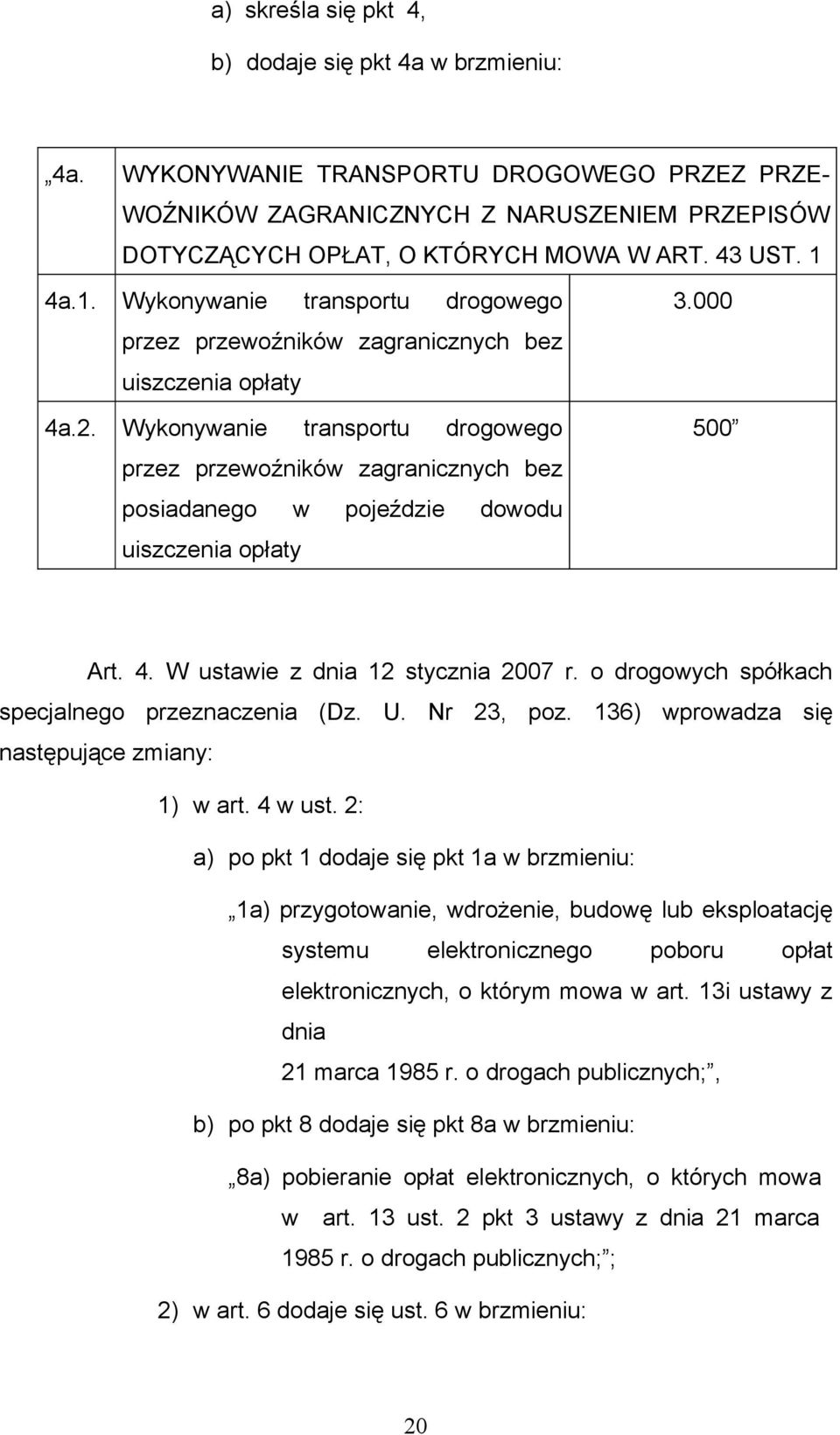 Wykonywanie transportu drogowego przez przewoźników zagranicznych bez uiszczenia opłaty Wykonywanie transportu drogowego przez przewoźników zagranicznych bez posiadanego w pojeździe dowodu uiszczenia