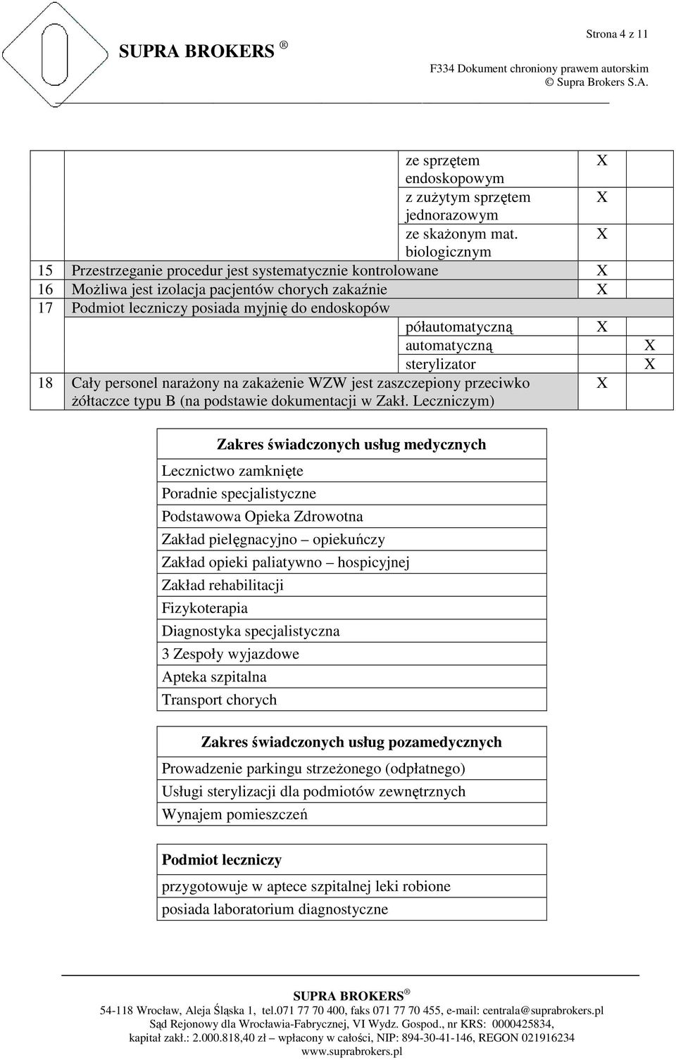 automatyczną sterylizator 18 Cały personel naraŝony na zakaŝenie WZW jest zaszczepiony przeciwko Ŝółtaczce typu B (na podstawie dokumentacji w Zakł.