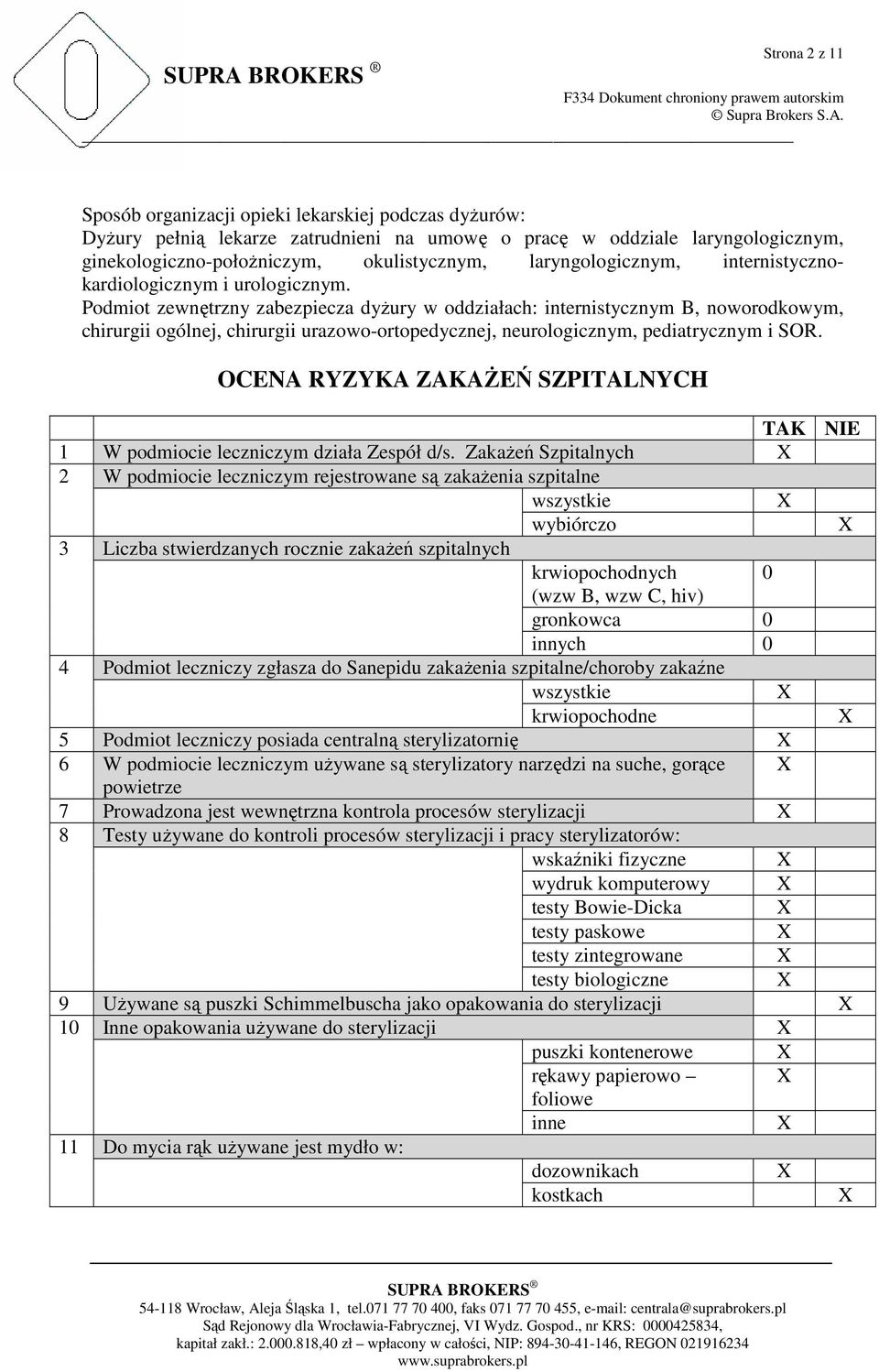 Podmiot zewnętrzny zabezpiecza dyŝury w oddziałach: internistycznym B, noworodkowym, chirurgii ogólnej, chirurgii urazowo-ortopedycznej, neurologicznym, pediatrycznym i SOR.