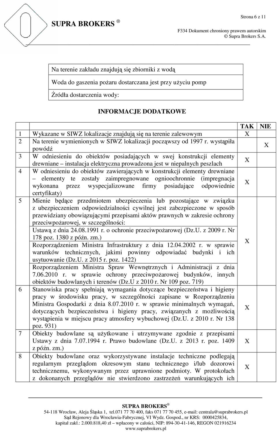 wystąpiła powódź 3 W odniesieniu do obiektów posiadających w swej konstrukcji elementy drewniane instalacja elektryczna prowadzona jest w niepalnych peszlach 4 W odniesieniu do obiektów zawierających