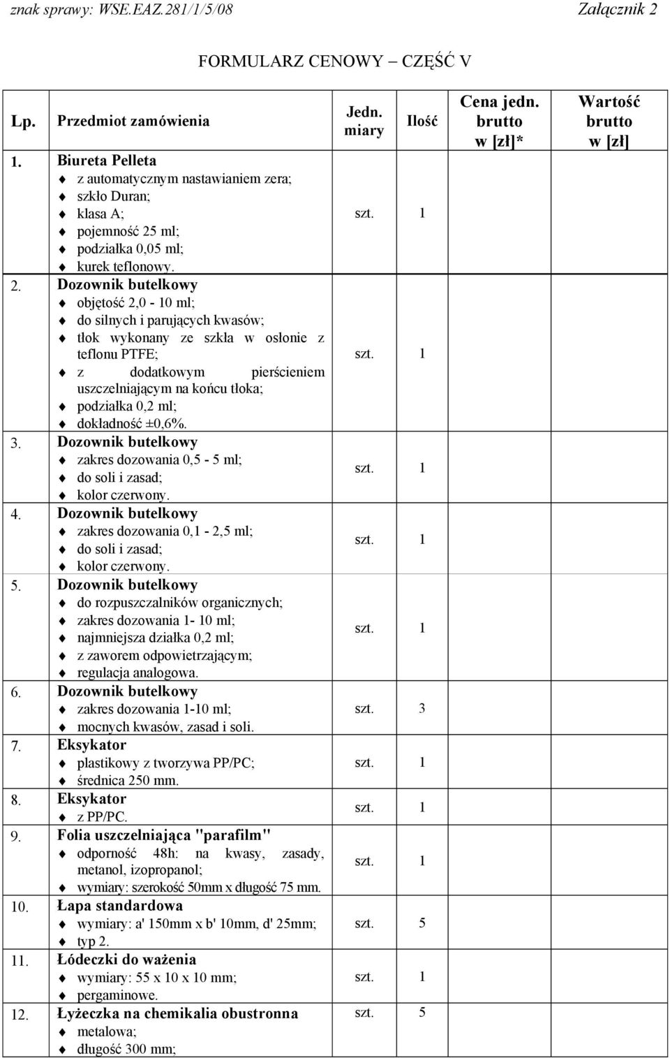 Dozownik butelkowy objętość 2,0-10 ml; do silnych i parujących kwasów; tłok wykonany ze szkła w osłonie z teflonu PTFE; z dodatkowym pierścieniem uszczelniającym na końcu tłoka; podziałka 0,2 ml;
