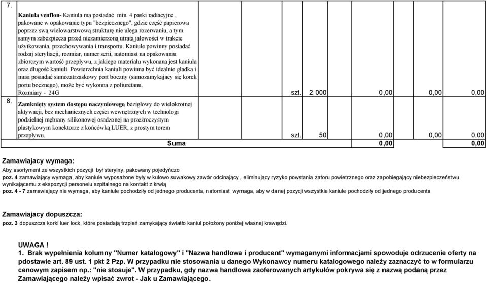 jałowości w trakcie użytkowania, przechowywania i transportu.
