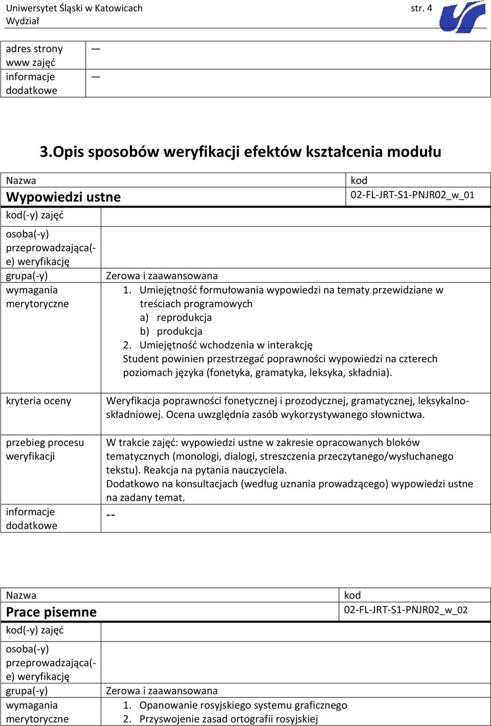 Umiejętność formułowania wypowiedzi na tematy przewidziane w treściach programowych a) reprodukcja b) produkcja 2.