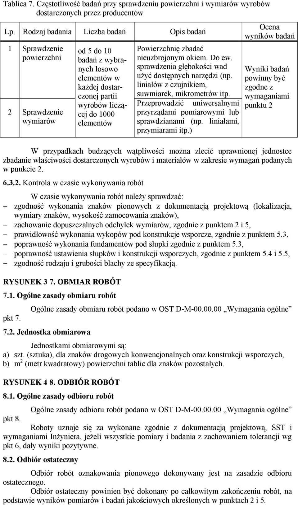 Powierzchnię zbadać nieuzbrojonym okiem. Do ew. sprawdzenia głębokości wad użyć dostępnych narzędzi (np. liniałów z czujnikiem, suwmiarek, mikrometrów itp.