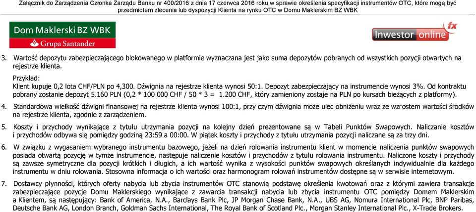 160 PLN (0,2 * 100 000 CHF / 50 * 3 = 1.200 CHF, który zamieniony zostaje na PLN po kursach bieżących z platformy). 4.