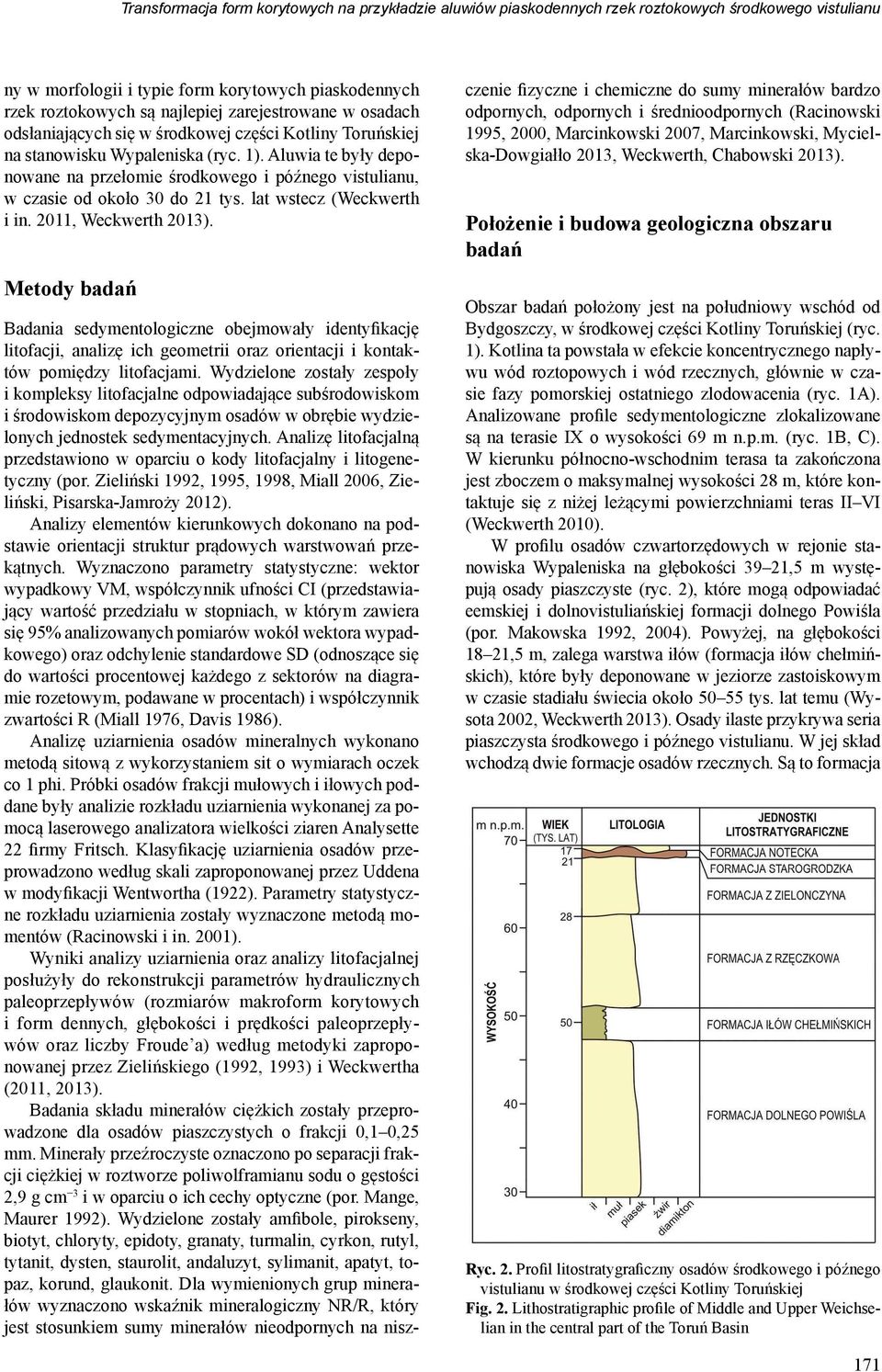 Aluwia te były deponowane na przełomie środkowego i późnego vistulianu, w czasie od około 30 do 21 tys. lat wstecz (Weckwerth i in. 2011, Weckwerth 2013).