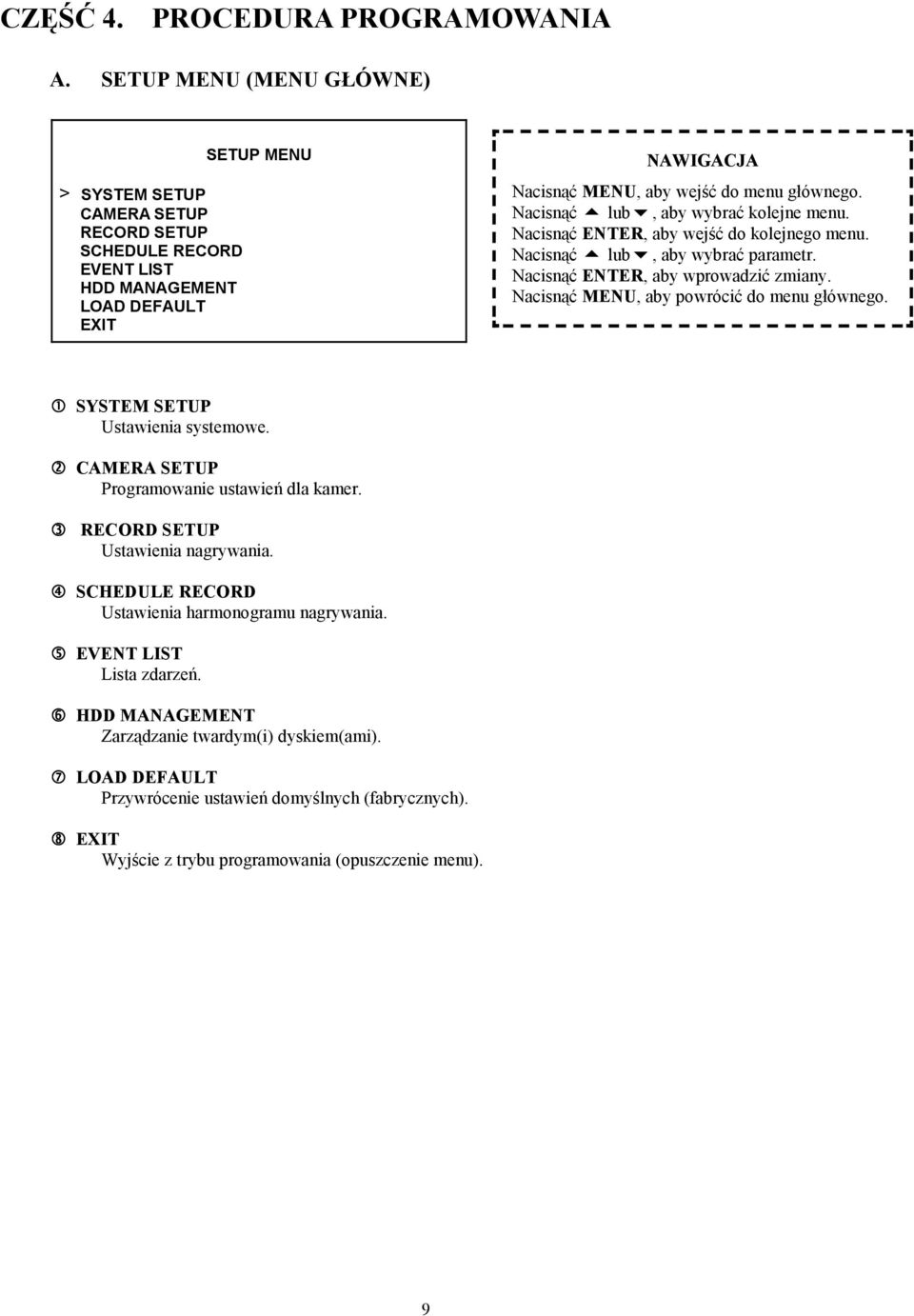 Nacisnąć lub, aby wybrać kolejne menu. Nacisnąć ENTER, aby wejść do kolejnego menu. Nacisnąć lub, aby wybrać parametr. Nacisnąć ENTER, aby wprowadzić zmiany.