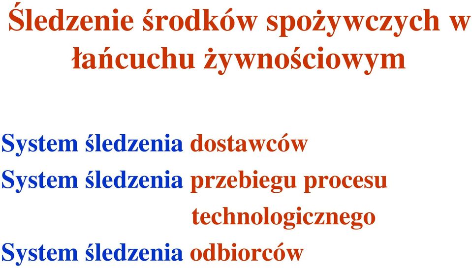 dostawców System śledzenia przebiegu