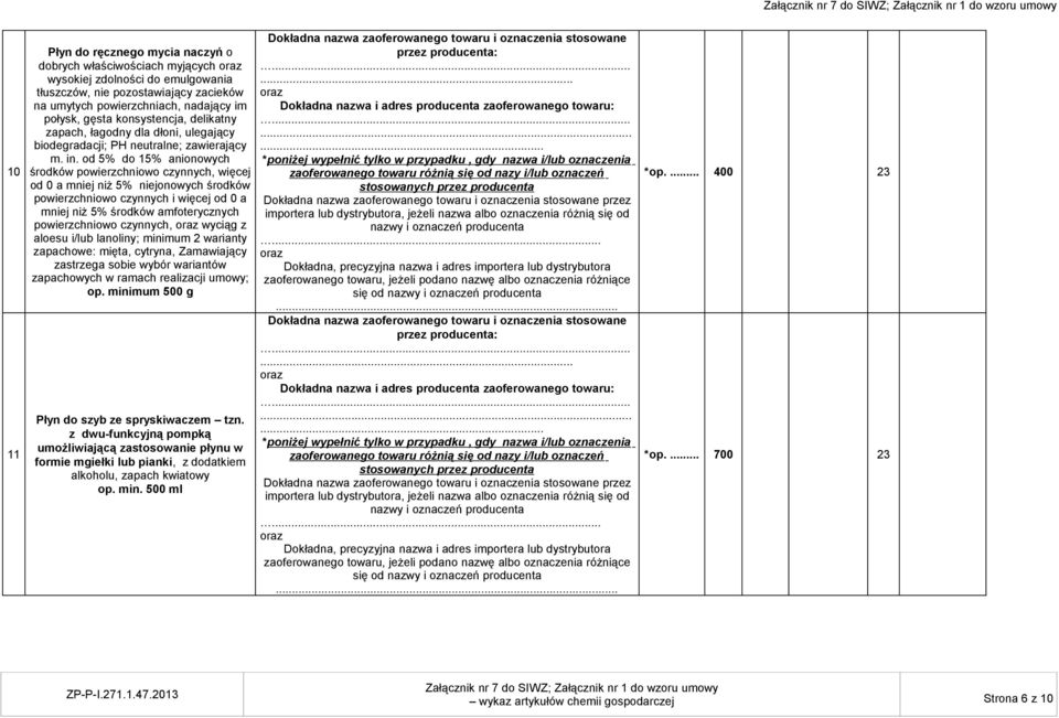 od 5% do 15% anionowych środków powierzchniowo czynnych, więcej od 0 a mniej niż 5% niejonowych środków powierzchniowo czynnych i więcej od 0 a mniej niż 5% środków amfoterycznych powierzchniowo