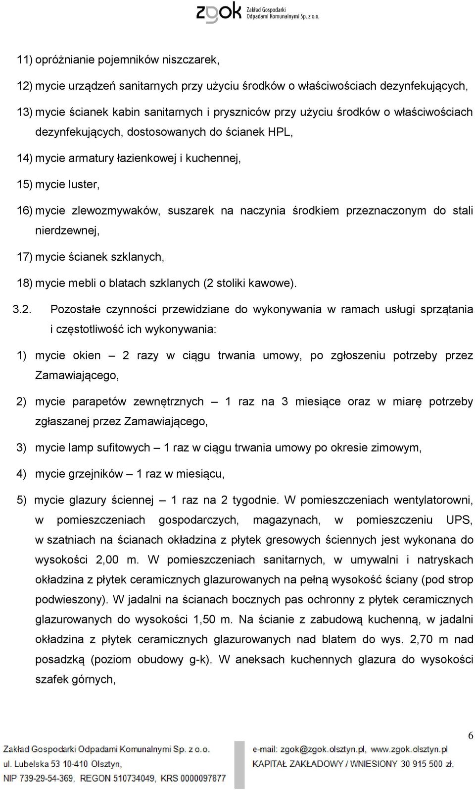 stali nierdzewnej, 17) mycie ścianek szklanych, 18) mycie mebli o blatach szklanych (2 