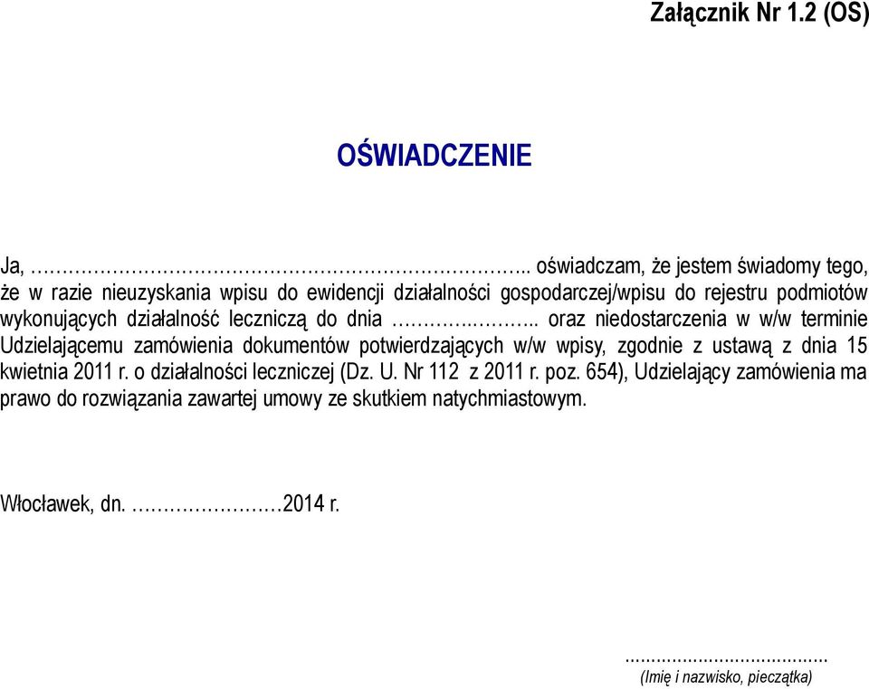 wykonujących działalność leczniczą do dnia.