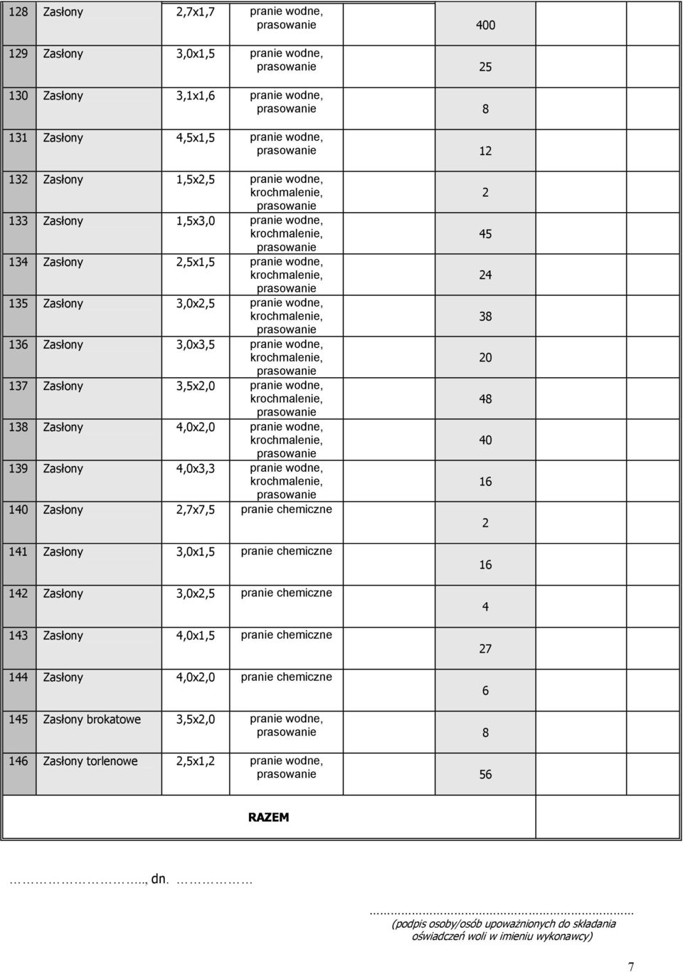 pranie wodne, 0 Zasłony,7x7,5 pranie chemiczne Zasłony 3,0x,5 pranie chemiczne Zasłony 3,0x,5 pranie chemiczne 3 Zasłony,0x,5 pranie chemiczne 5 38 8 0 6 6 7 Zasłony,0x,0 pranie