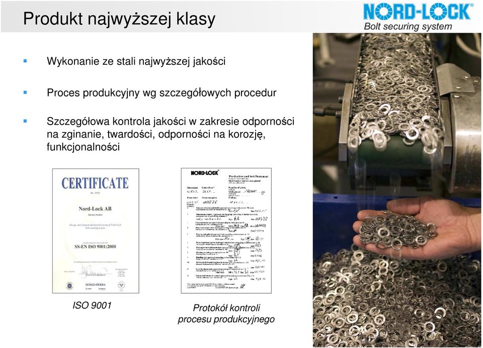 jakości w zakresie odporności na zginanie, twardości, odporności na