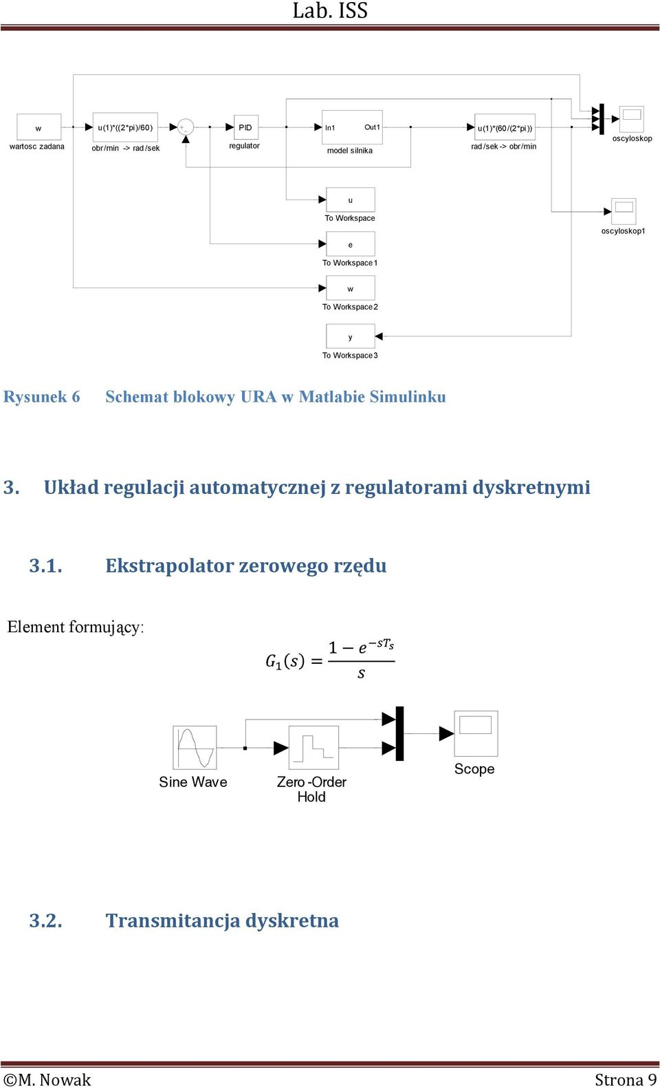 Schemat blokowy URA w Matlabie Simulinku 3. Układ regulacji automatycznej z regulatorami dyskretnymi 3.