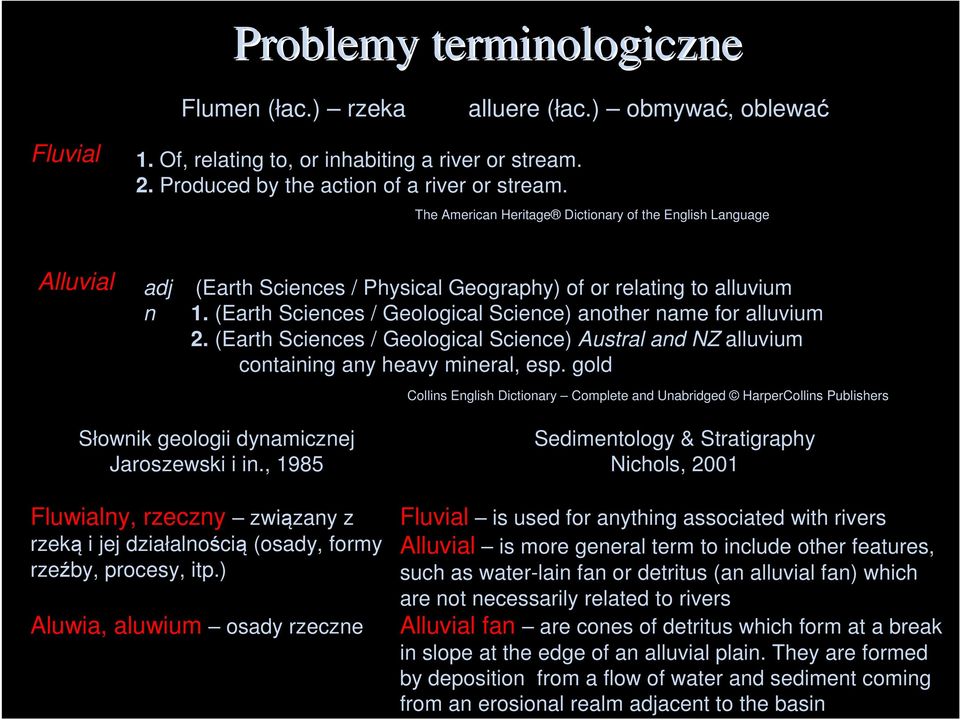 (Earth Sciences / Geological Science) another name for alluvium 2. (Earth Sciences / Geological Science) Austral and NZ alluvium containing any heavy mineral, esp.
