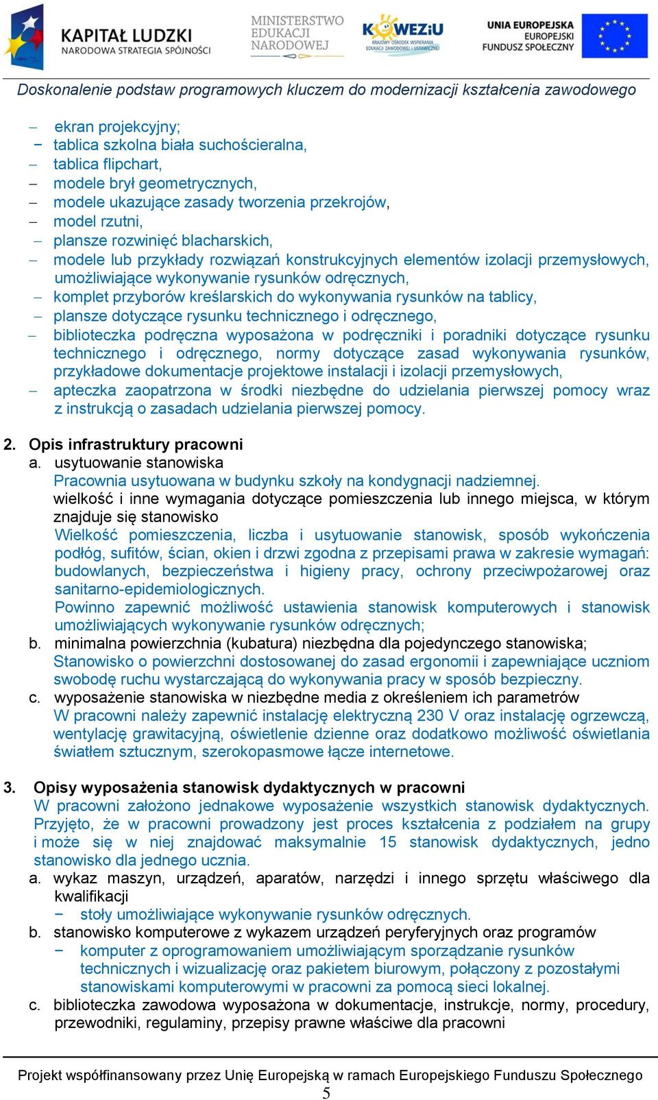 plansze dotyczące rysunku technicznego i odręcznego, biblioteczka podręczna wyposażona w podręczniki i poradniki dotyczące rysunku technicznego i odręcznego, normy dotyczące zasad wykonywania