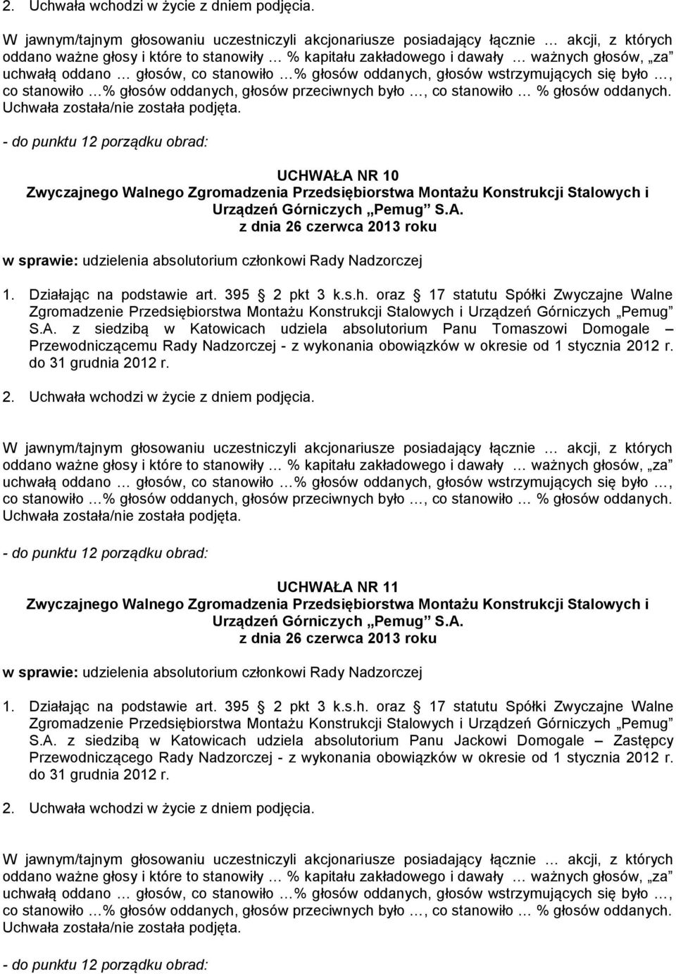 oraz 17 statutu Spółki Zwyczajne Walne S.A.