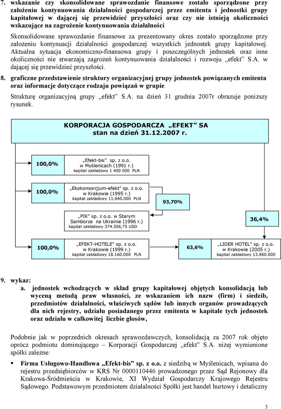 założeniu kontynuacji działalności gospodarczej wszystkich jednostek grupy kapitałowej.