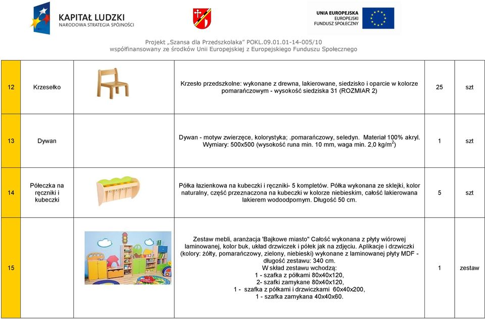 2,0 kg/m 2 ) 14 Półeczka na ręczniki i kubeczki Półka łazienkowa na kubeczki i ręczniki- 5 kompletów.