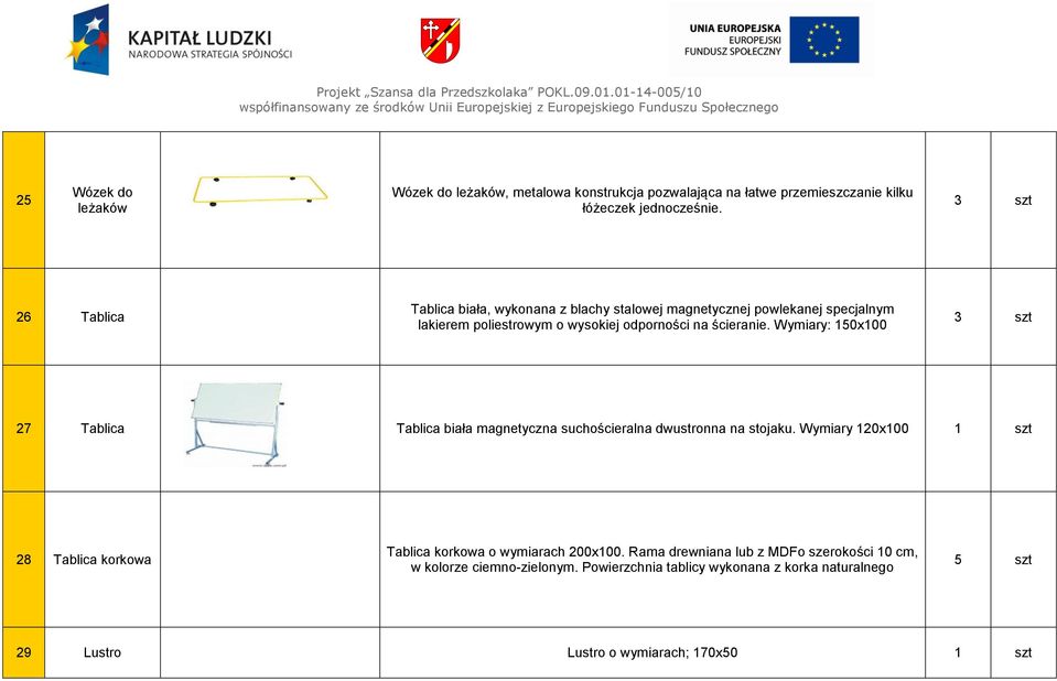 Wymiary: 150x100 3 szt 27 Tablica Tablica biała magnetyczna suchościeralna dwustronna na stojaku.