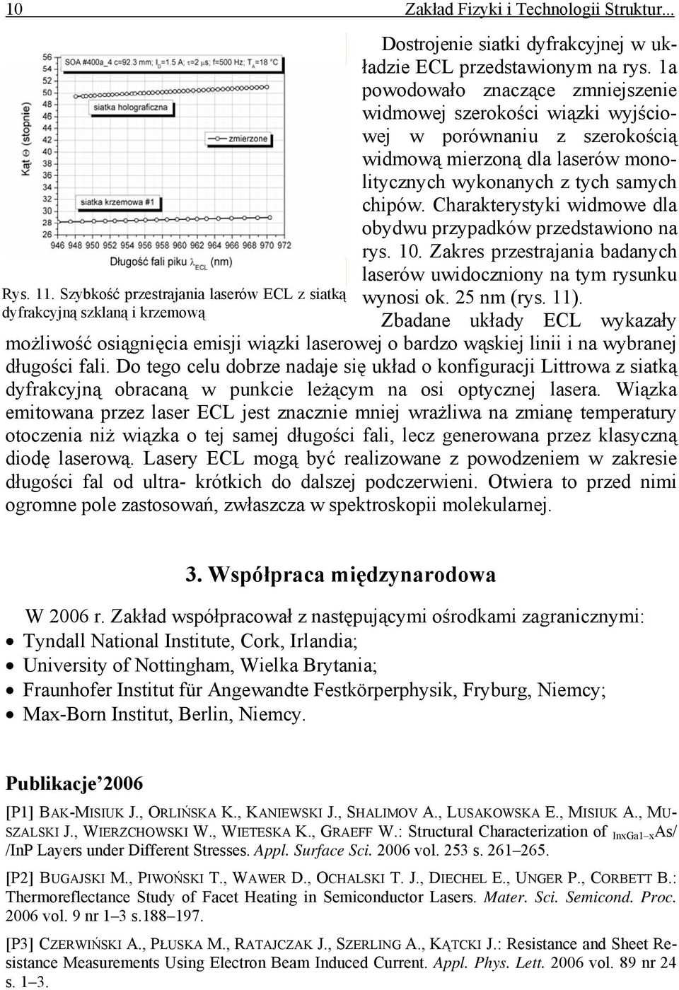 Charakterystyki widmowe dla obydwu przypadków przedstawiono na rys. 10. Zakres przestrajania badanych laserów uwidoczniony na tym rysunku wynosi ok. 25 nm (rys. 11).