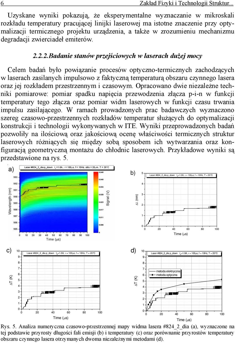 także w zrozumieniu mechanizmu degradacji zwierciadeł emiterów. 2.