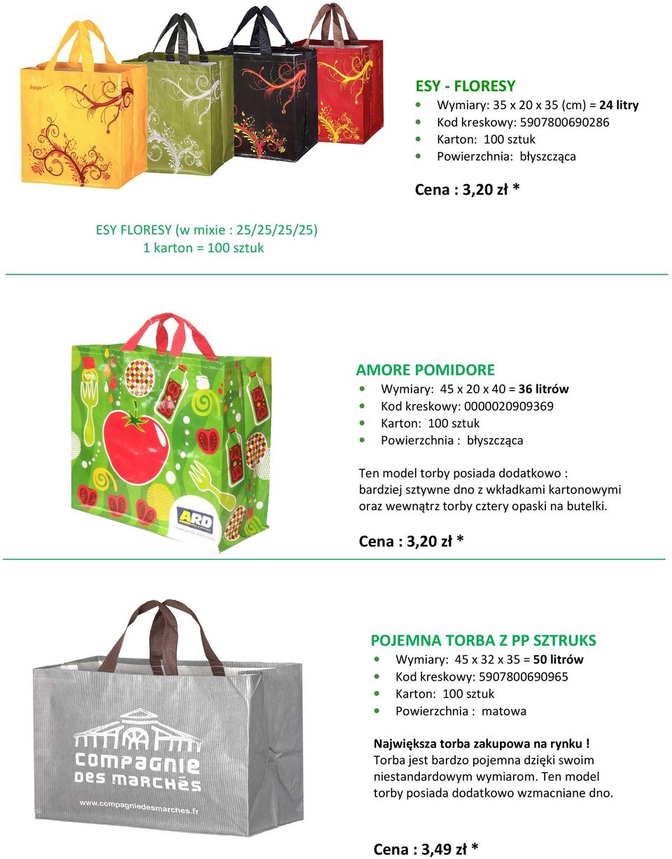 kartonowymi oraz wewnątrz torby cztery opaski na butelki.