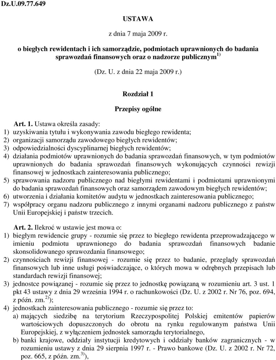 Przepisy ogólne Art. 1.