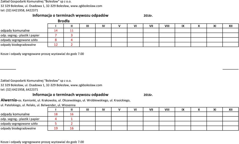 Kamionki, ul. Krakowska, ul. Olszewskiego, ul. Wróblewskiego, ul. Krasickiego, ul.