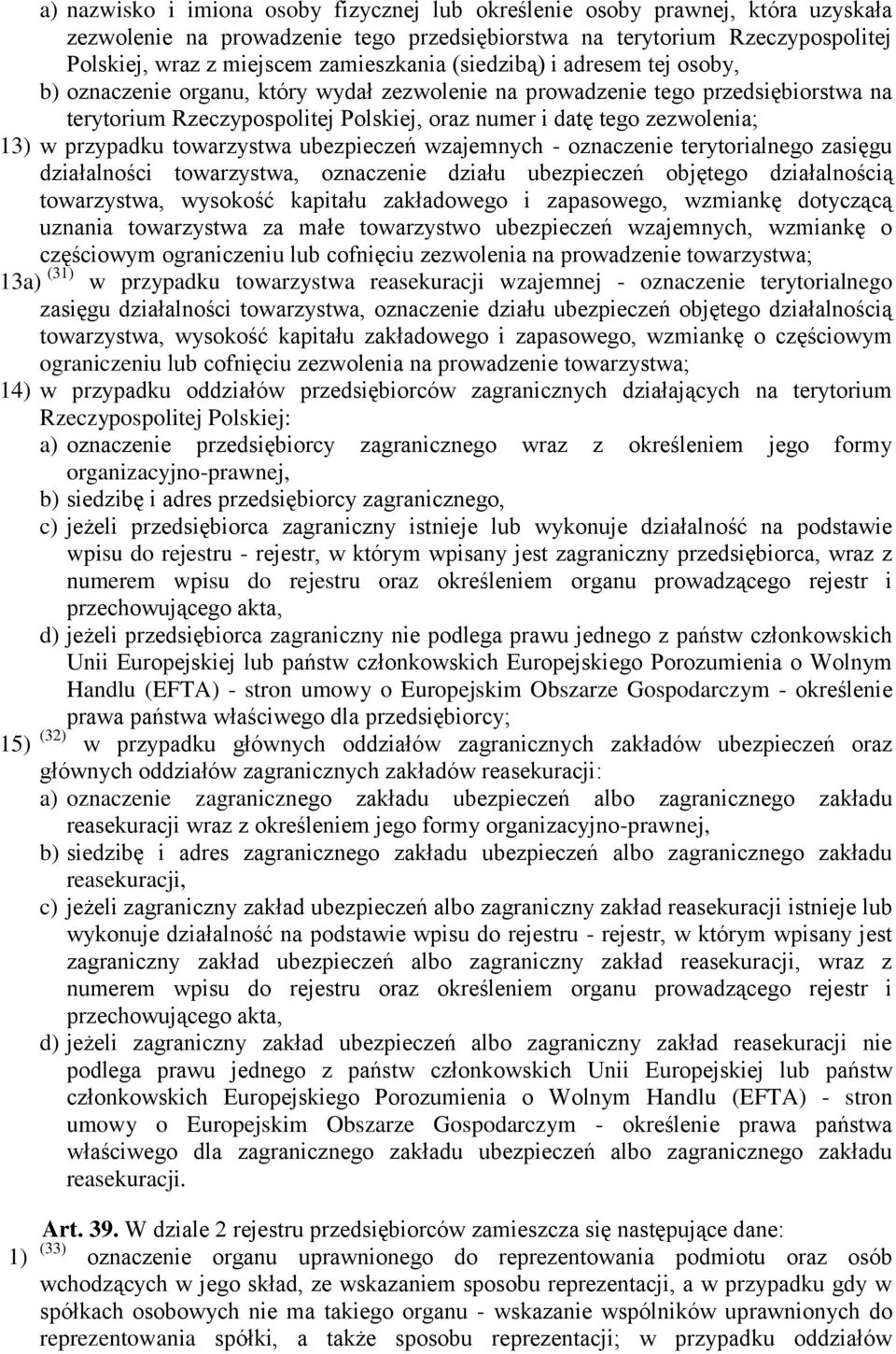 przypadku towarzystwa ubezpieczeń wzajemnych - oznaczenie terytorialnego zasięgu działalności towarzystwa, oznaczenie działu ubezpieczeń objętego działalnością towarzystwa, wysokość kapitału