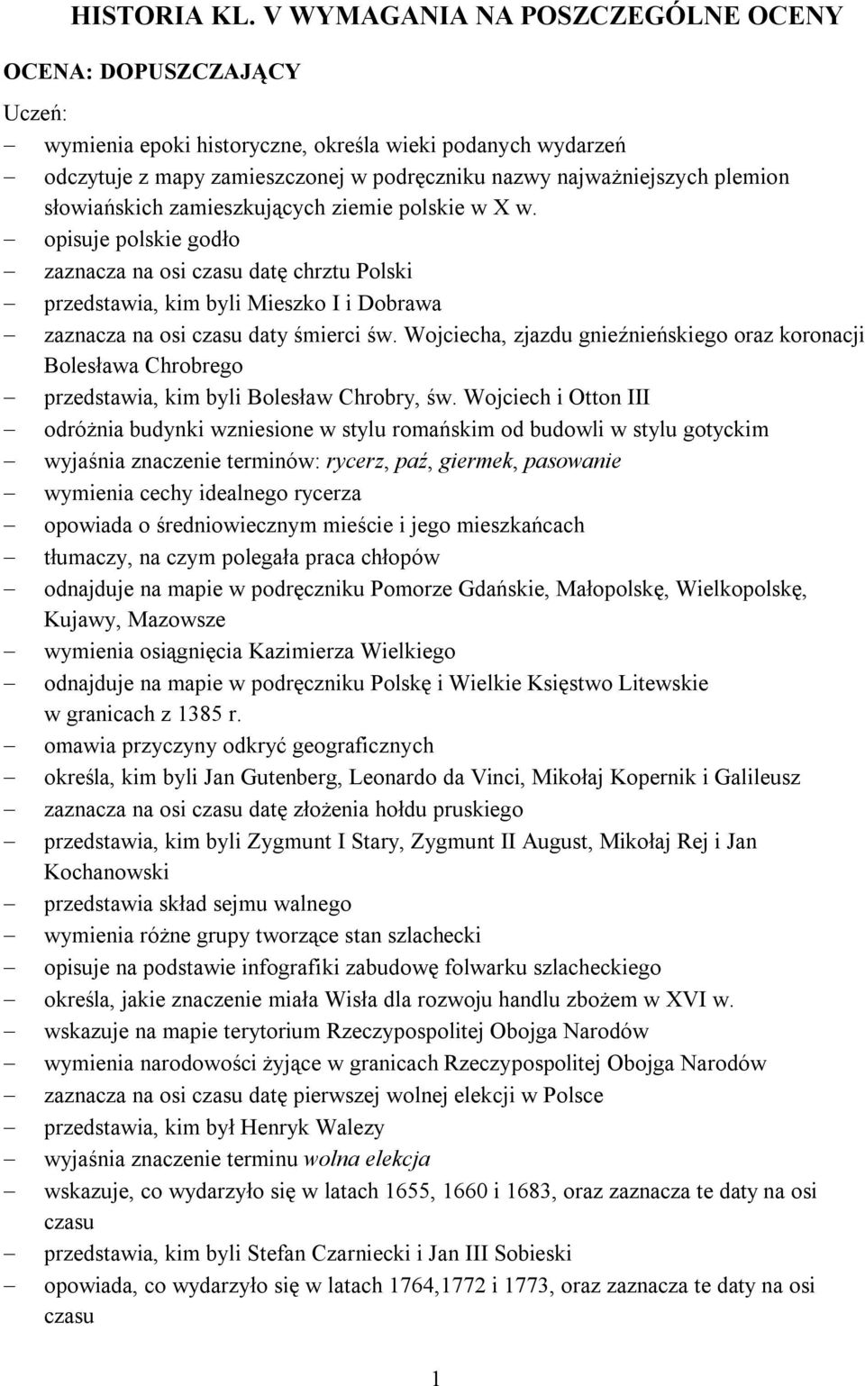 słowiańskich zamieszkujących ziemie polskie w X w. opisuje polskie godło zaznacza na osi czasu datę chrztu Polski przedstawia, kim byli Mieszko I i Dobrawa zaznacza na osi czasu daty śmierci św.