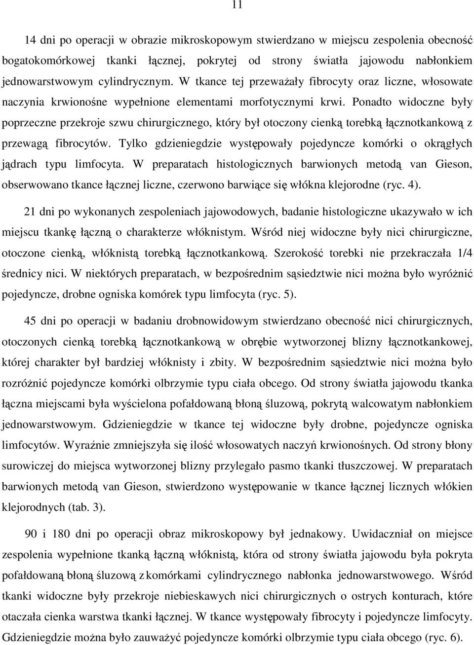 Ponadto widoczne były poprzeczne przekroje szwu chirurgicznego, który był otoczony cienką torebką łącznotkankową z przewagą fibrocytów.