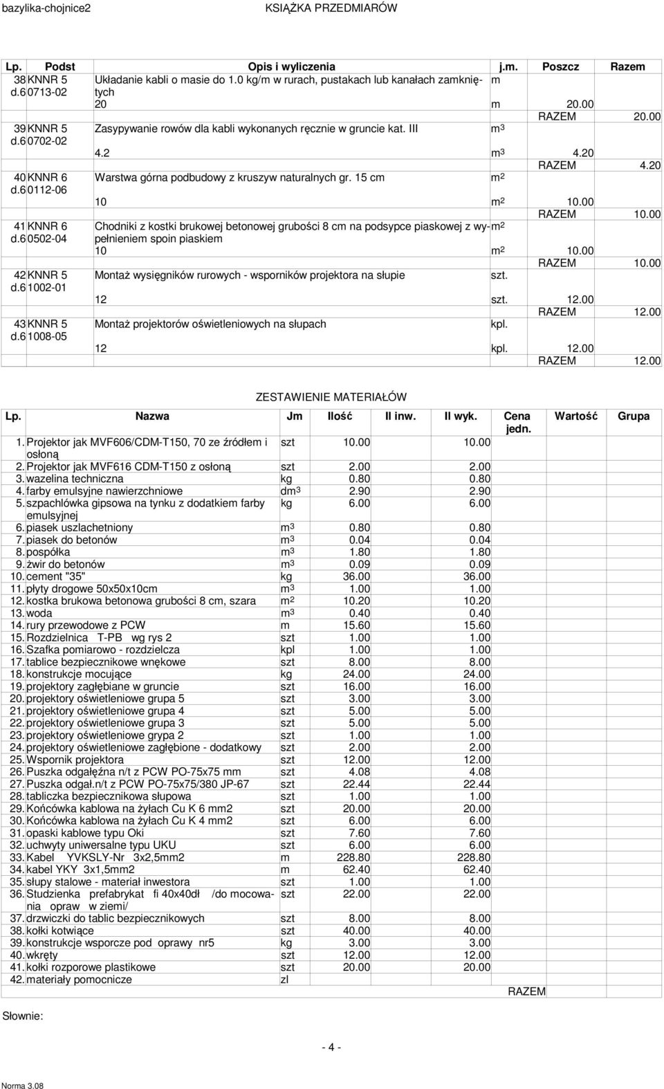 6 0112-06 41 KNNR 6 Chodniki z kostki brukowej betonowej grubości 8 c na podsypce piaskowej z wy-pełnienie d.