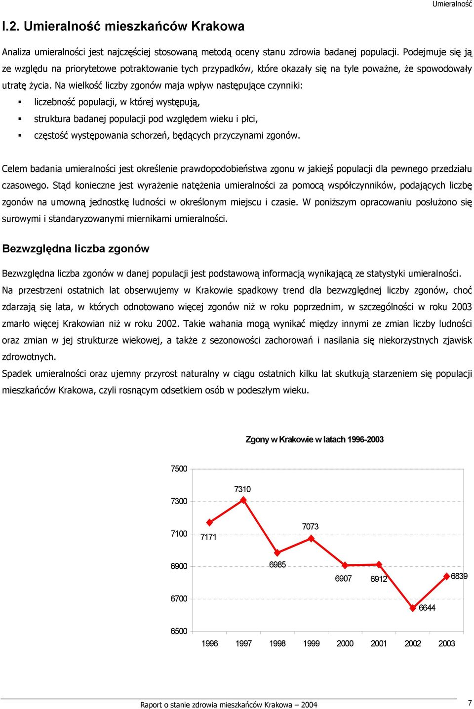 Na wielkość liczby zgonów maja wpływ następujące czynniki: liczebność populacji, w której występują, struktura badanej populacji pod względem wieku i płci, częstość występowania schorzeń, będących