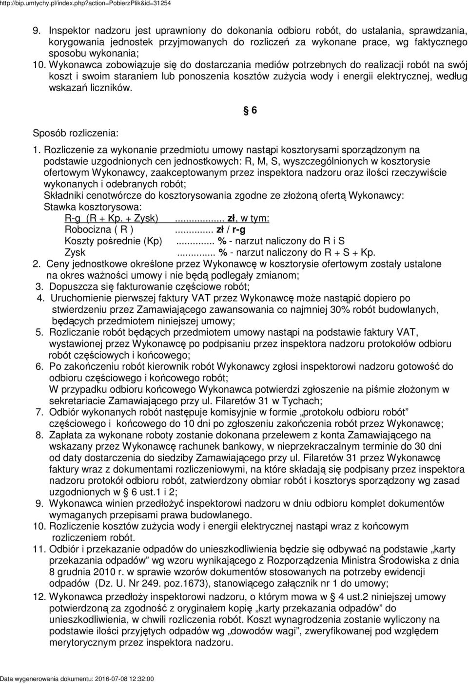 Sposób rozliczenia: 6 1.