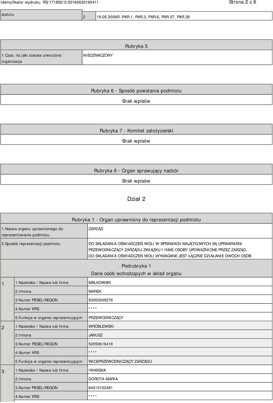 uprawniony do reprezentacji podmiotu 1.Nazwa organu uprawnionego do reprezentowania podmiotu 2.
